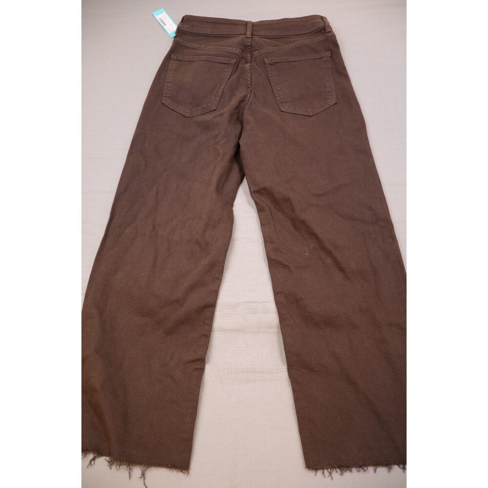 NEW Just Black Denim Women's Brown Espresso Raw Hem High Rise Wide Leg Jeans 29 - Picture 3 of 6